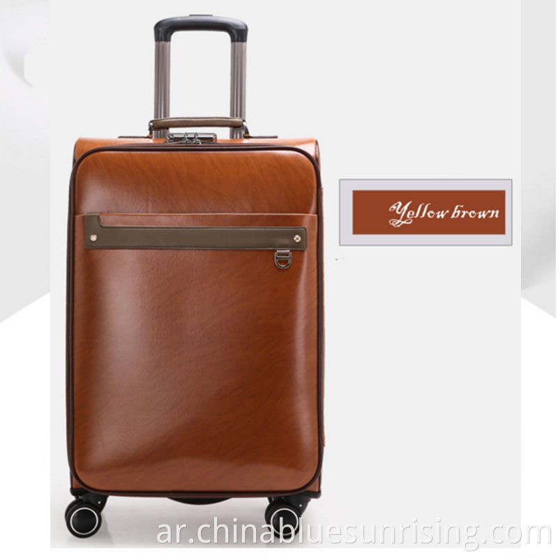 Yellow brown pu luggage